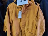 a coat hanging on a hanger in a clothing store