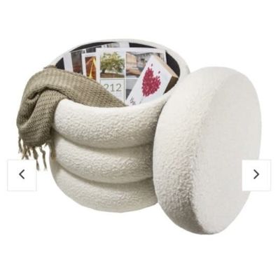 Tabouret rembourré avec revêtement doux et espace de rangement - Beige - Photo 1