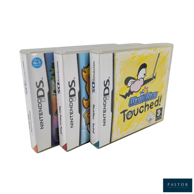 trois jeux Nintendo 3DS alignés sur un fond blanc