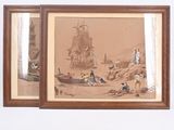 deux tableaux encadrés accrochés au mur d'une pièce