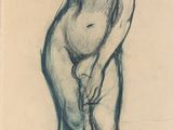 une image représentant le dessin d'une femme nue à genoux