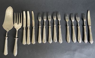 Partie de service à gâteau, les manches en argent fourré 800…
