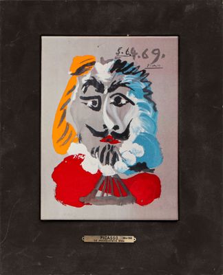 une image représentant un tableau d'un clown avec un nœud rouge