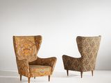 une paire de fauteuils à oreilles du milieu du siècle, rembourrés, rembourrés, rembourrés, rembourrés, rembourrés, rembourrés, rembourrés, rembourrés, rembourrés