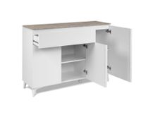 Buffet 3 portes 1 tiroir BERTIX, décor travertin et blanc -D… (photo 2)