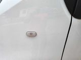 a car door handle with a small button on it