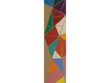 une peinture abstraite représentant une croix composée de triangles multicolores