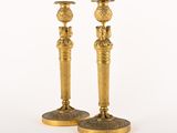 pair of antique brass candlesticks