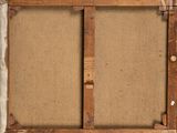 an old picture frame with a piece of wood on the bottom and a piece of paper on the bottom