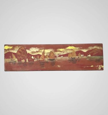 an image of a picture of a painting of a boat in the water