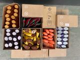 a box full of different types of sodas and juices