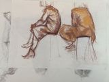 a drawing of two people sitting on a chair