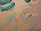 a picture of a painting of a cat with a name written on it