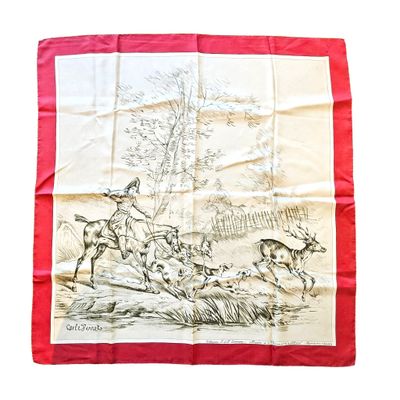 a picture of a scarf with a drawing of a man on a horse