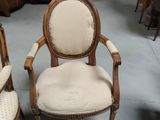 pair of antique french cane back chairs with upholstered arms