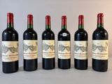 six bouteilles de vin rouge alignées sur une table