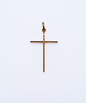 a gold cross on a white background