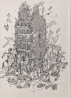 une image représentant le dessin d'un bâtiment comportant de nombreuses fenêtres