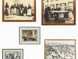 de nombreuses photos de personnes posant devant un bâtiment