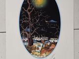 une image représentant un tableau d'un arbre dans un paysage enneigé