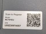 a qr code on the back of a laptop computer