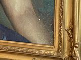 a painting on the wall of a room with a painting on the wall