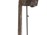a close up of a sculpture of a hat on a stand