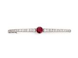 a ruby and diamond bar brooch
