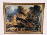 an image of a painting of a waterfall with figures in it