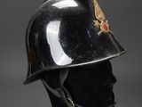 a close up of a helmet on a mannequin head