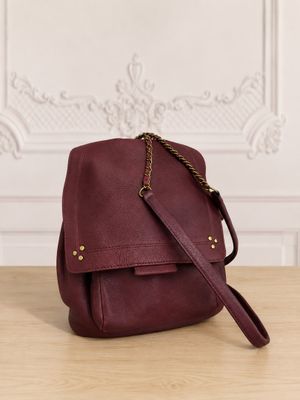 JEROME DREYFUS - Sac à dos Lulu en cuir bordeaux, fermoir ai…