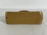tan leather pencil case with zipper closure