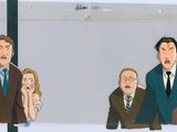 une caricature représentant un groupe d'hommes en costume-cravate