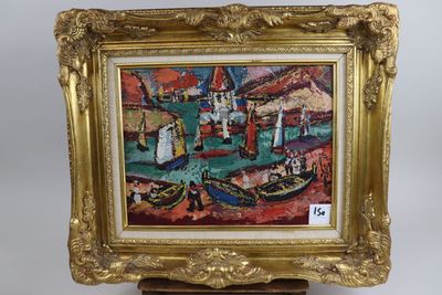 an image of a picture of a painting on a wooden stand