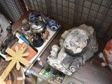 a small table with many items on top of it