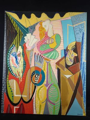 an image of a painting of a woman with a guitar