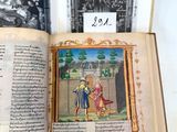 an open book with a picture of a man and a woman on it