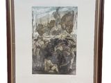 an image of a picture of a group of animals in a wood frame