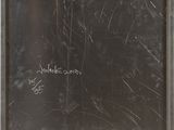 a blackboard with writing on it in a room