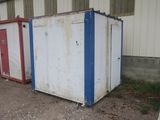 a white and blue box sitting next to a red and white box