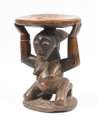 Tabouret caryatide, Luba/Hemba, République Démocratique du C…