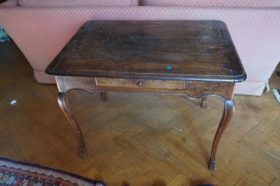 Table en noyer avec tiroir, plateau refait - Photo 1