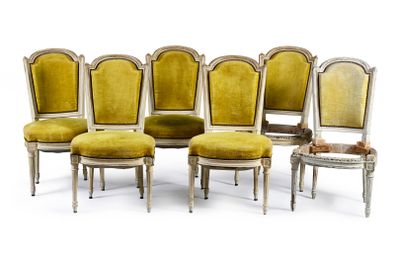 set of six louis xv style dining chairs with upholstered seats