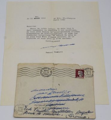 Samuel Beckett (1906-1989) Lettre tapuscrite signée, adressé…