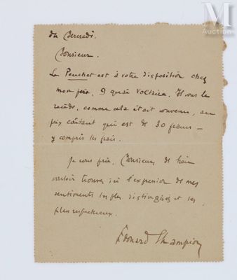 [AUTOGRAPHES] Edouard CHAMPION (Editeur - Libraire et écriva…