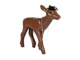 un cheval de jouet marron avec un chapeau noir sur la tête