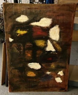 Huile sur toile, art abstrait, signé en bas à droite, daté 1…