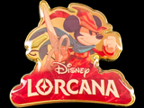 disney lorcana pin with a cartoon character holding a baseball bat