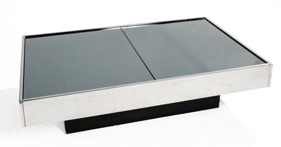 an image of a glass top coffee table with a metal base