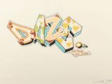 drawing of a piece of graffiti that has been drawn on a white paper